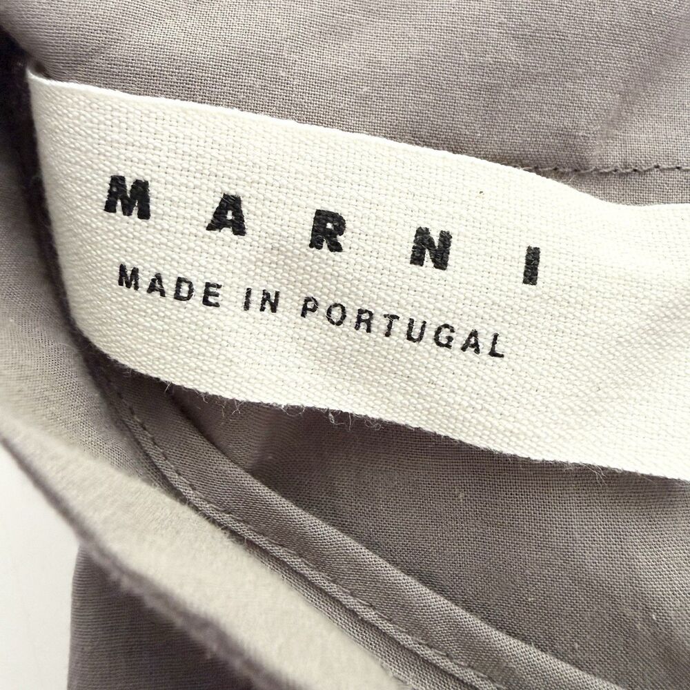 Marni Mock Neck Cotton Top Gray Peplum 3/4 Sleeve Minimalist Size 42 - Picture 6 of 10